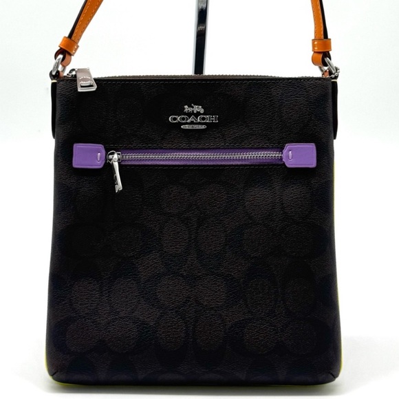 Coach Mini Rowan File Bag - SV/Brown/Iris Multi - Picture 1 of 11